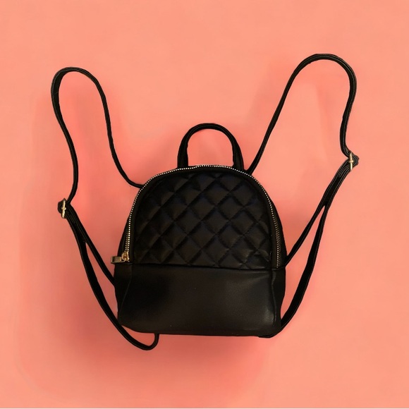 Black Mini Quilted Backpack - Picture 6 of 6